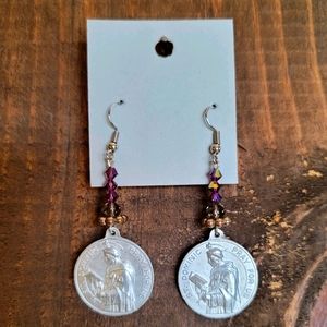 Handmade French Hook Earrings St. Dominic and Crys